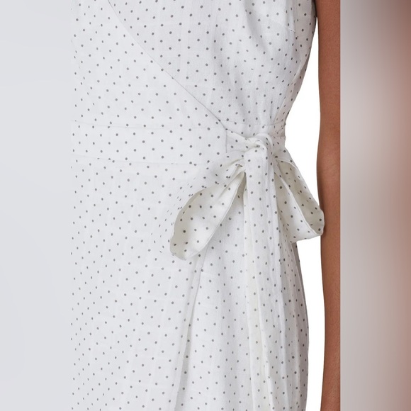 NWT Revolve Line+ Dot Lillie Wrap MIDI in White w/ Gray polka dots - XS - Picture 5 of 12
